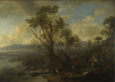A Stag Hunt by Philips Wouwerman